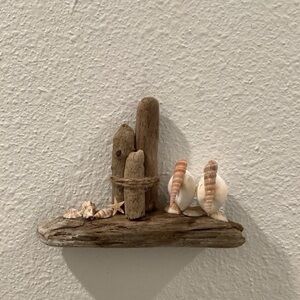 Driftwood Art, Driftwood & Seashell Pelicans, Driftwood & Seashell Coastal Decor